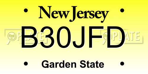 B30JFD New Jersey License Plate