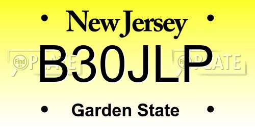 B30JLP New Jersey License Plate