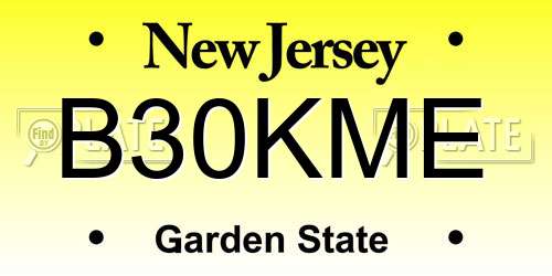 B30KME New Jersey License Plate