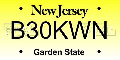 B30KWN New Jersey License Plate
