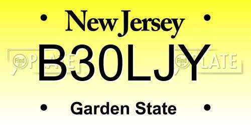 B30LJY New Jersey License Plate