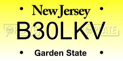 B30LKV New Jersey License Plate