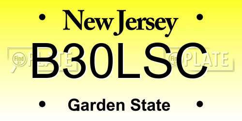 B30LSC New Jersey License Plate