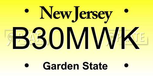 B30MWK New Jersey License Plate