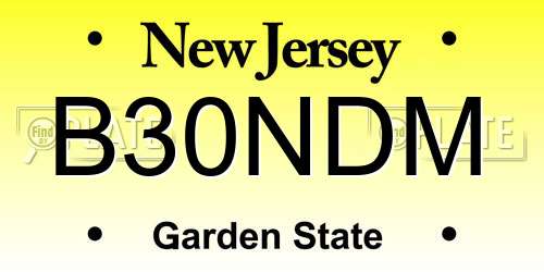 B30NDM New Jersey License Plate