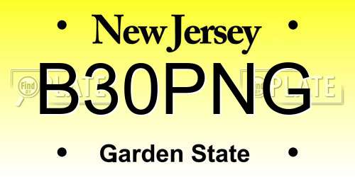B30PNG New Jersey License Plate