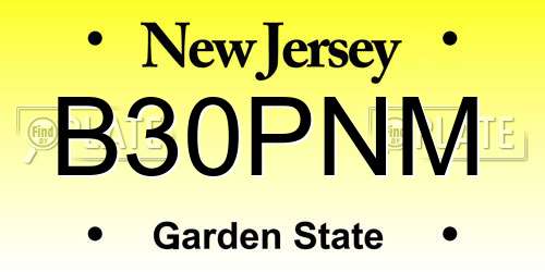 B30PNM New Jersey License Plate