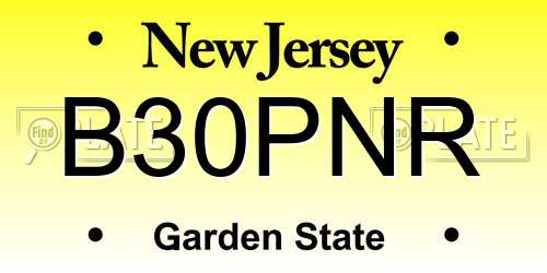 B30PNR New Jersey License Plate
