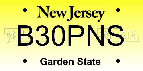B30PNS New Jersey License Plate