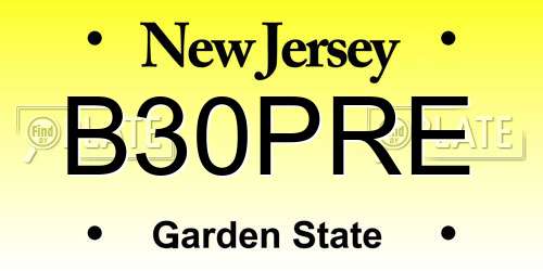 B30PRE New Jersey License Plate