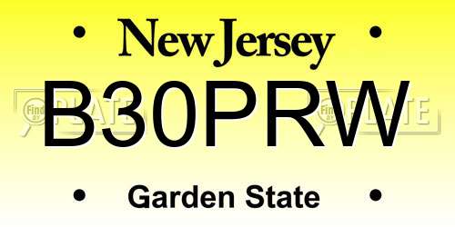B30PRW New Jersey License Plate