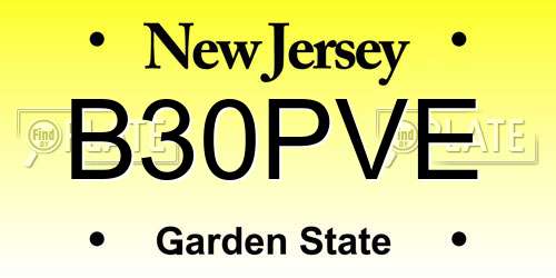 B30PVE New Jersey License Plate
