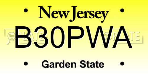 B30PWA New Jersey License Plate