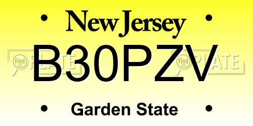 B30PZV New Jersey License Plate
