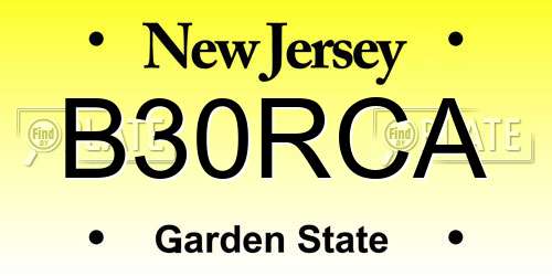 B30RCA New Jersey License Plate
