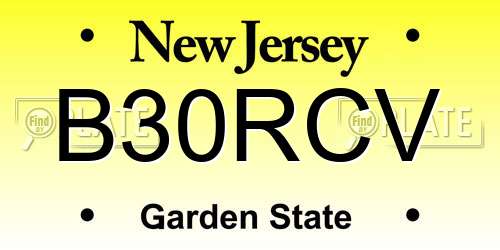 B30RCV New Jersey License Plate