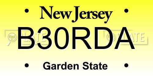 B30RDA New Jersey License Plate