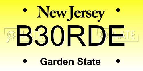 B30RDE New Jersey License Plate
