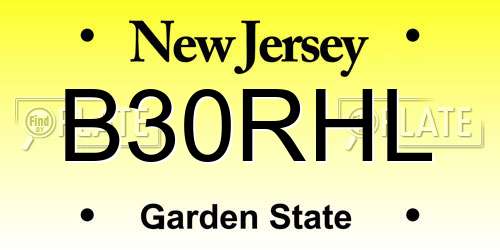 B30RHL New Jersey License Plate