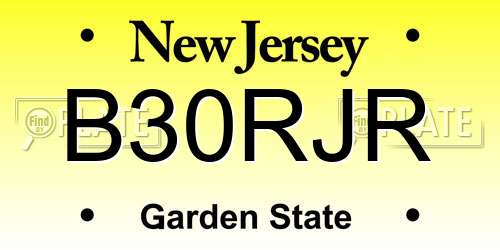 B30RJR New Jersey License Plate