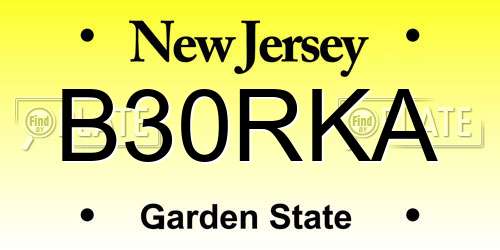 B30RKA New Jersey License Plate