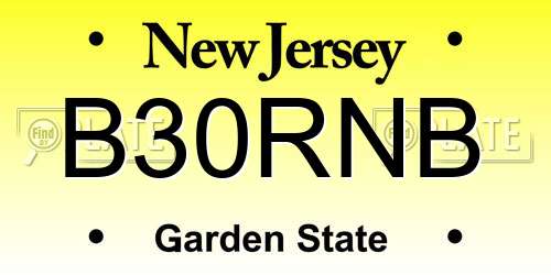 B30RNB New Jersey License Plate