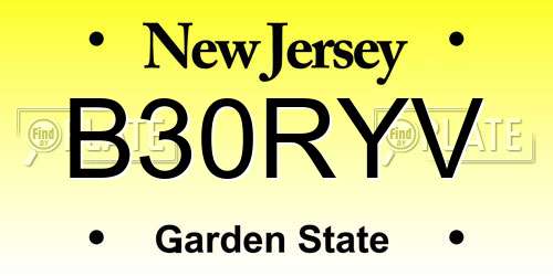 B30RYV New Jersey License Plate