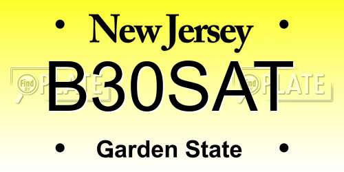 B30SAT New Jersey License Plate