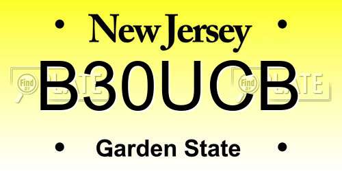 B30UCB New Jersey License Plate