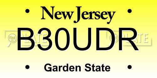 B30UDR New Jersey License Plate