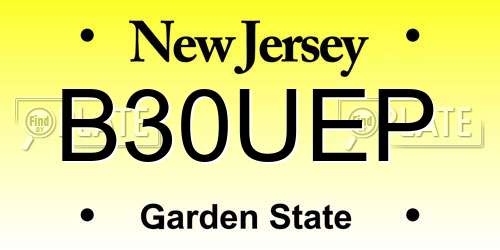 B30UEP New Jersey License Plate