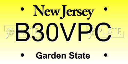B30VPC New Jersey License Plate