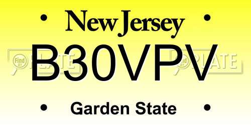 B30VPV New Jersey License Plate