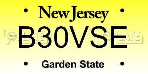 B30VSE New Jersey License Plate