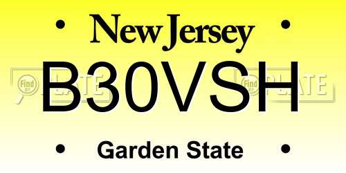 B30VSH New Jersey License Plate