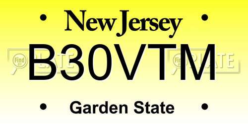 B30VTM New Jersey License Plate