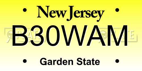 B30WAM New Jersey License Plate