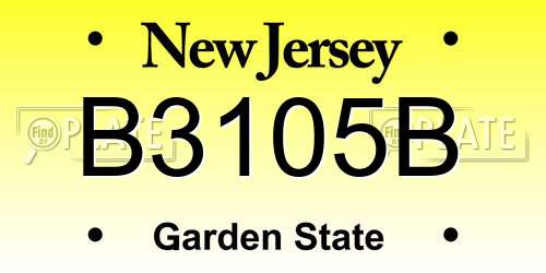 B3105B New Jersey License Plate