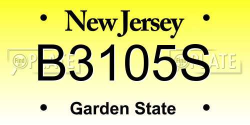 B3105S New Jersey License Plate
