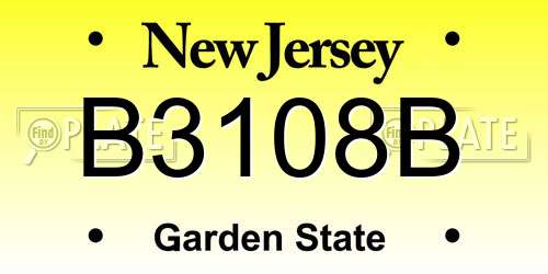 B3108B New Jersey License Plate