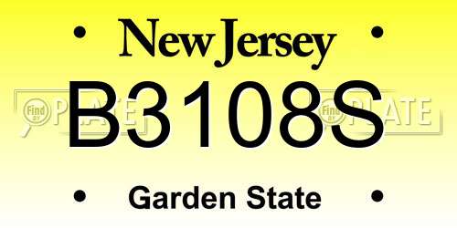 B3108S New Jersey License Plate