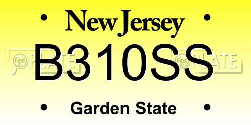 B310SS New Jersey License Plate
