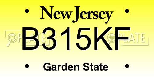 B315KF New Jersey License Plate