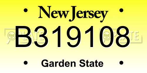 B319108 New Jersey License Plate