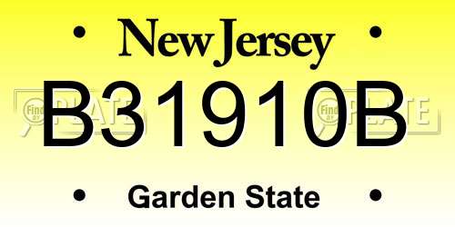 B31910B New Jersey License Plate