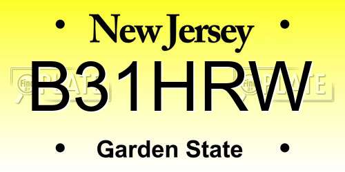 B31HRW New Jersey License Plate