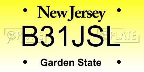 B31JSL New Jersey License Plate