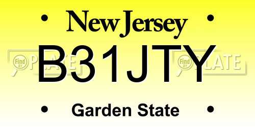 B31JTY New Jersey License Plate