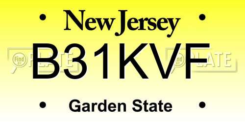 B31KVF New Jersey License Plate