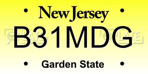 B31MDG New Jersey License Plate